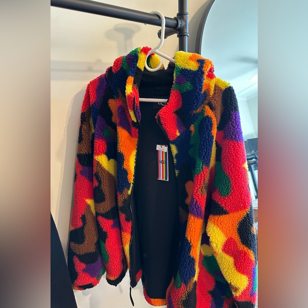 New With Tags UGG Olympia Jacket Pride -Colorful Camouflage Fleece Jacket